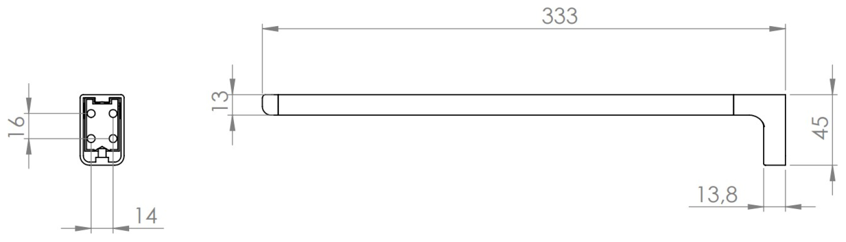 VIGOUR Handtuchhalter derby V3 350 mm 1-armig starr verchromt