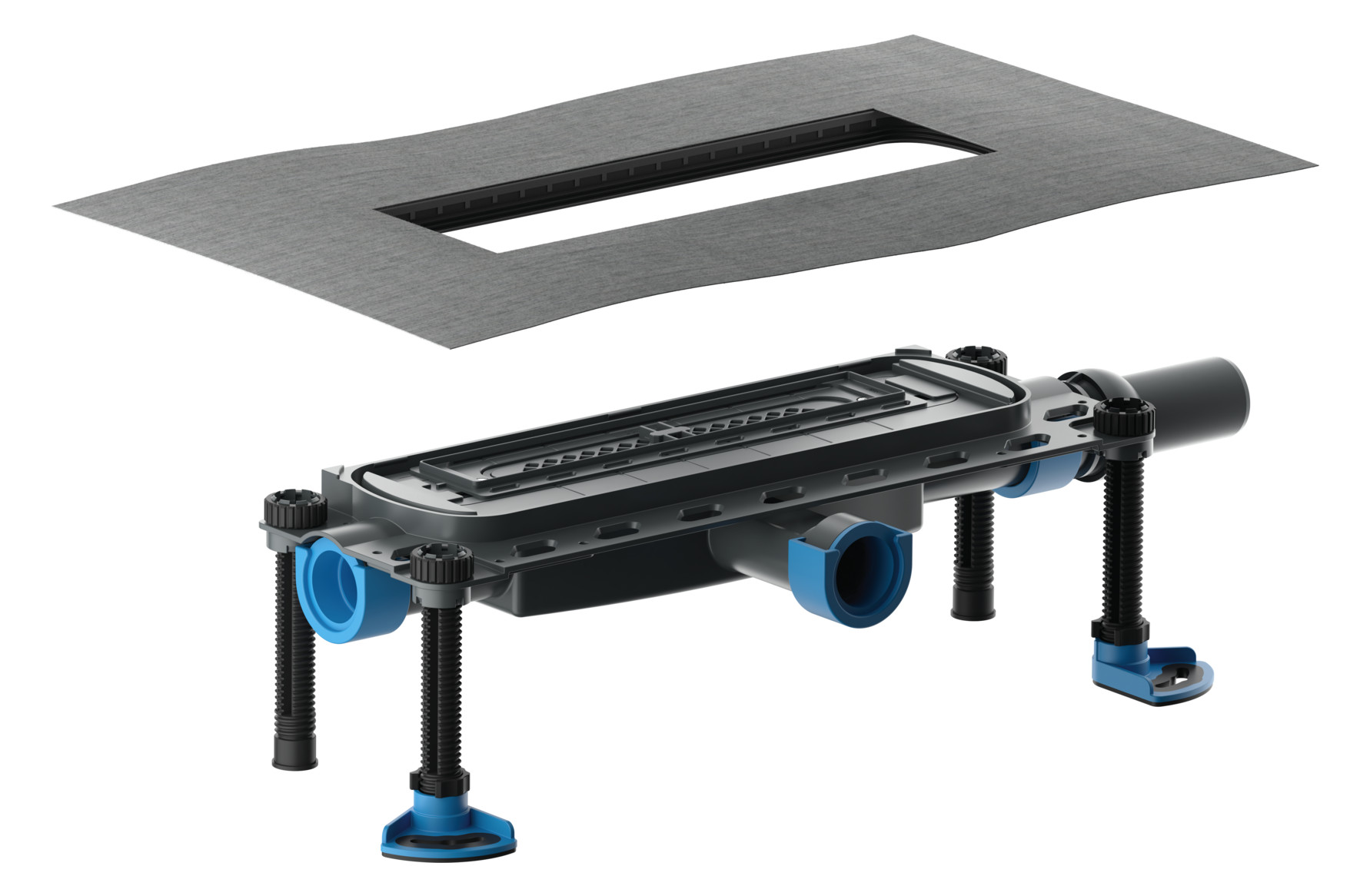 DALLMER DallFlex 2.0 Ablaufgehäuse Plan DN 40 (BH 65–238 mm) für CeraWall, CeraFloor, CeraFrame