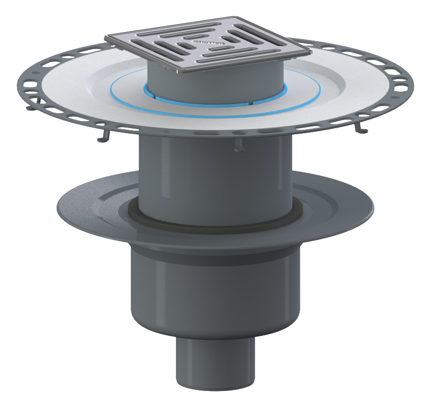 DALLMER Dünnbett-Bodenablauf 61 HT/VC DN 50/ DN 70 Edelstahl-Rost 150x150 mm 563231 - Bild 1