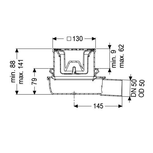 KESSEL Bodenablauf Der Ultraflache 79, DN 50, Rost aus Edelstahl 120x120 mm, Klasse K3 - Bild 2