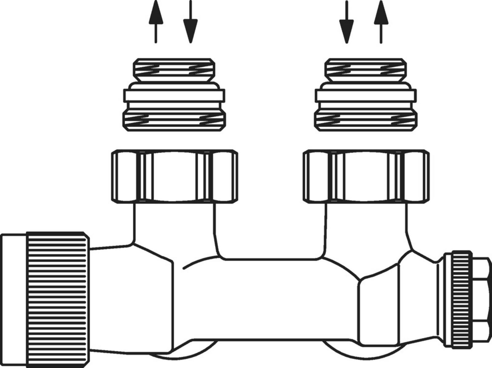 Oventrop Anschlussarmatur Multiblock T 50mm, 1/2'' AG x 3/4'' AG, Eckform 1184084 - Bild 2