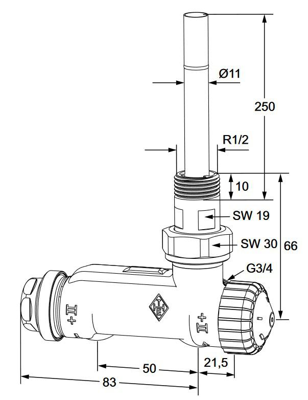 Heimeier Ventil E-Z DN 15 1/2'' mit Tauchrohr Zweirohr, Eckform 3879-02.000 - Bild 2