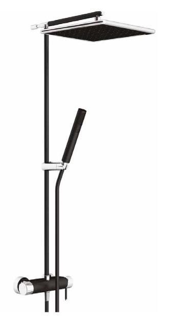 Nikles Duschsystem 18 mit Brausebatterie, Kopfbrause 300mm, Handbrause Stilo Duo, verchromt/carbon - Bild 1