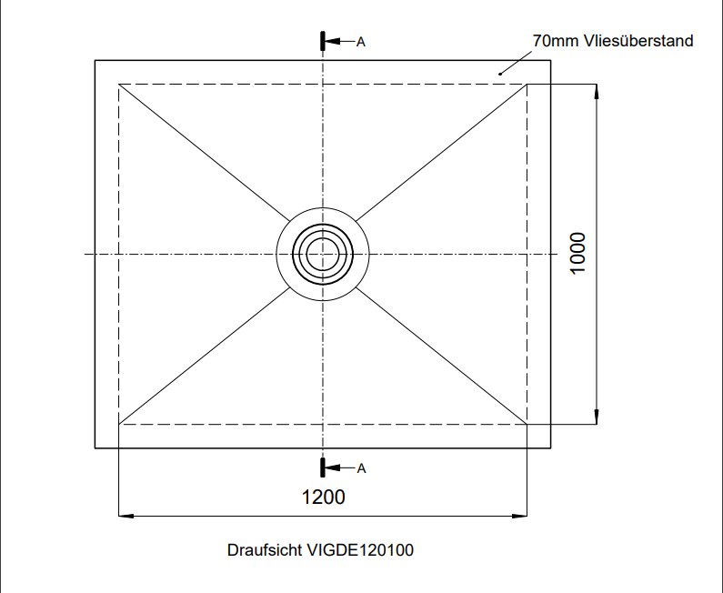 VIGOUR Duschelement individual 2.0, 120x100x4,5cm Ablauf mittig rollstuhlbefahrbar - Bild 2