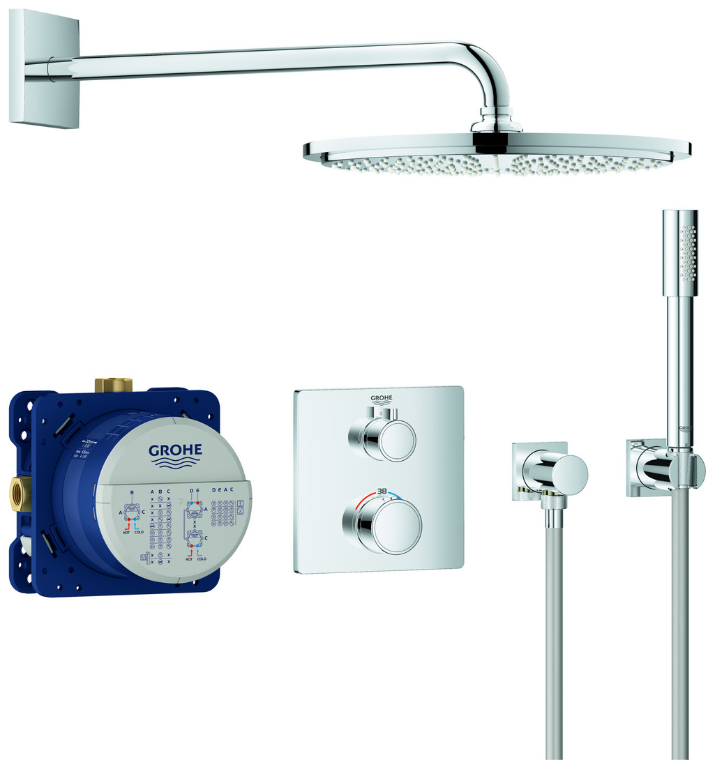 GROHE UP-Duschsystem Grohtherm mit FMS eckig/SmartBox/Kopfbrause/Brauseset chrom 34730000 - Bild 1