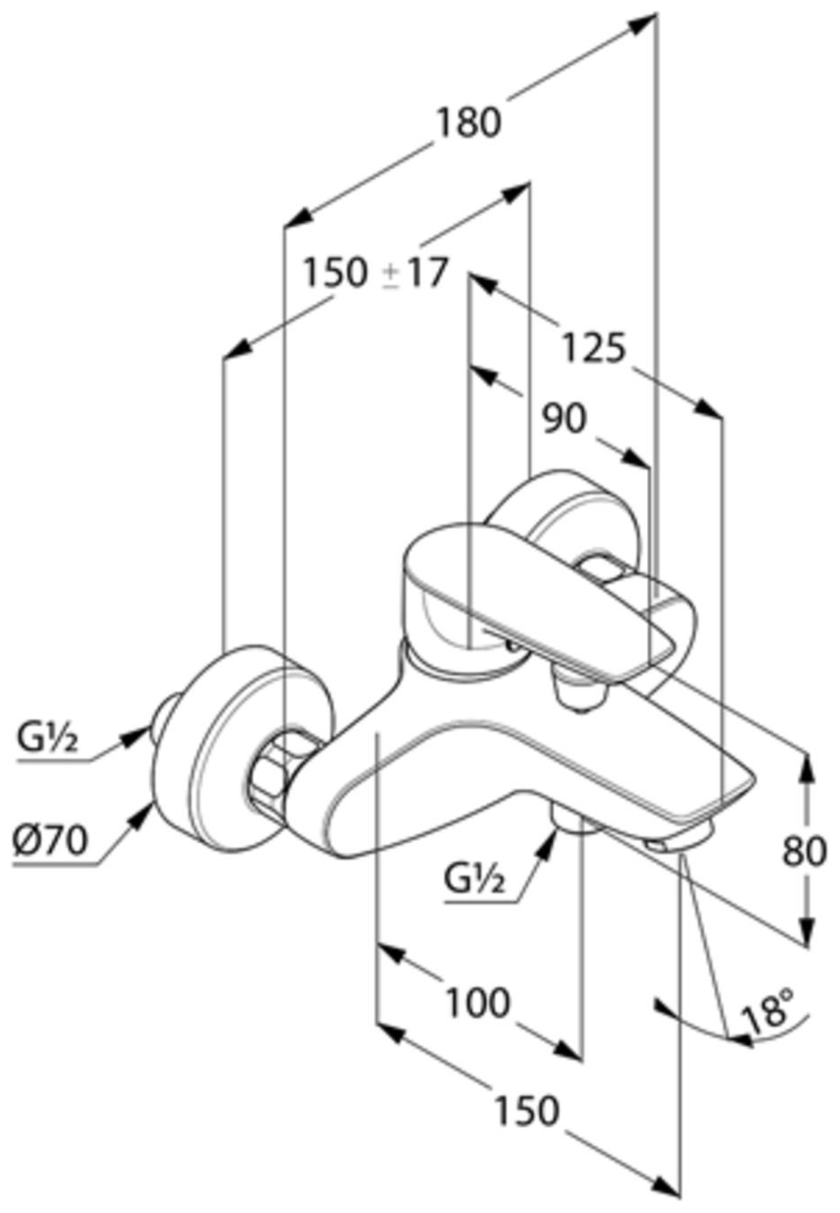 Kludi PURE&SOLID Badewannen-Einhandmischer eigensicher chrom 346810575 - Bild 2