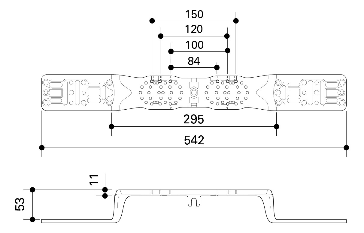 Fränkische Montageplatte PA alpex 84/100/120/150 mm mit Siphon-Fix 84901120 - Bild 2