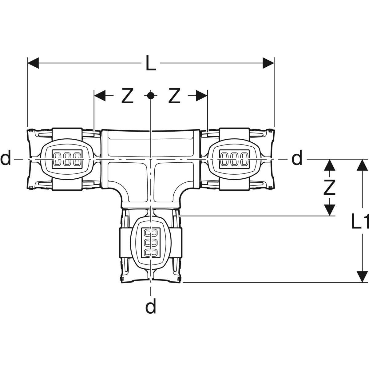 Geberit FlowFit T-Stück egal d=20mm PPSU 620.081.00.1 - Bild 2