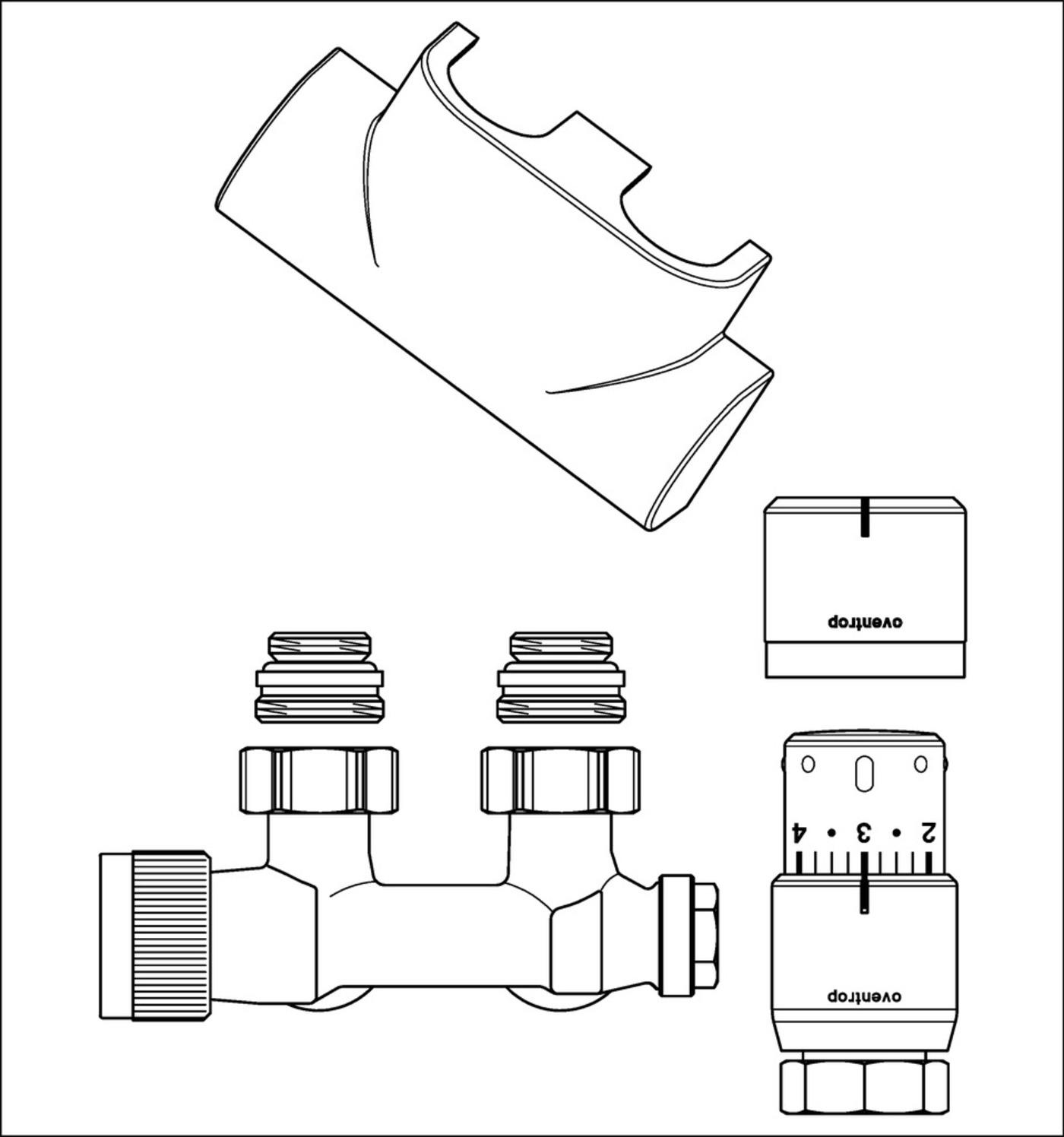 Oventrop Anschluss-Set für Badheizkörper Multiblock T/Uni SH 1/2'' Eckform verchromt 1184284 - Bild 2
