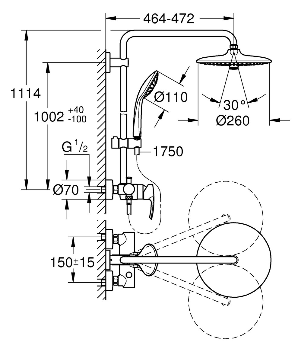 GROHE Duschsystem Euphoria 260 mit Einhandmischer Kopfbrause Euphoria chrom 27473002 - Bild 2