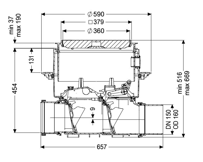 KESSEL Rückstauverschluss Staufix SWA DN150, Einbau Bodenplatte, schwarz 73150.10S - Bild 2