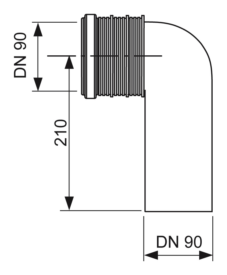 TECEprofil WC-Anschlussbogen DN 90/90 aus PE-HD 90 Grad (schweißbar) 9820315 - Bild 2