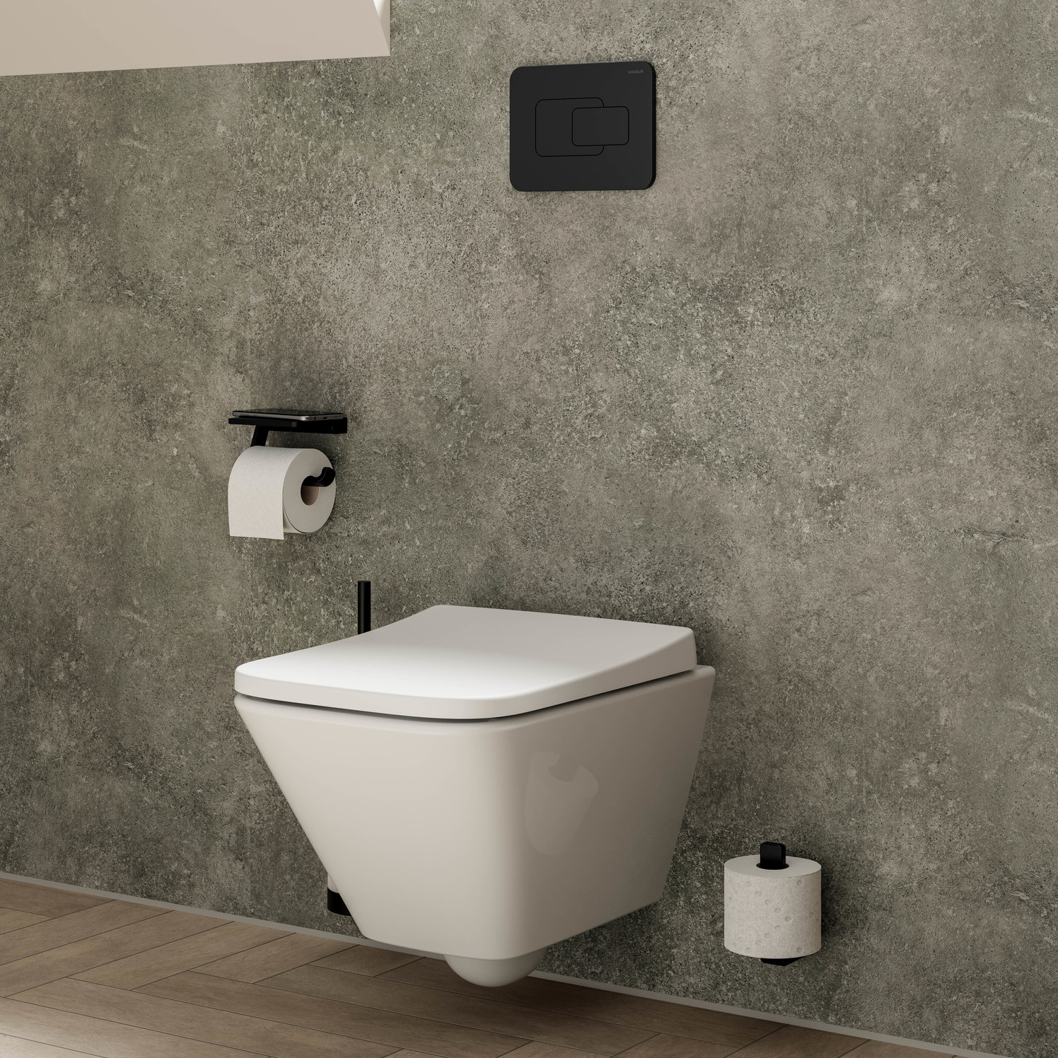 VIGOUR Wand-Tiefspül-WC derby V3 edge verkürzt 48cm PflegetectPlus weiss, spülrandlos