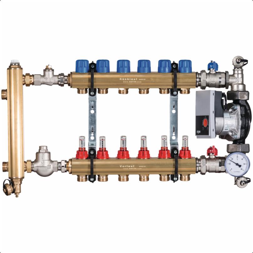 Empur Regelverteiler HKV-DR 4 mit Hocheffizienzpumpe und Thermoweiche, BL 530 mm, Version 2 - Bild 1