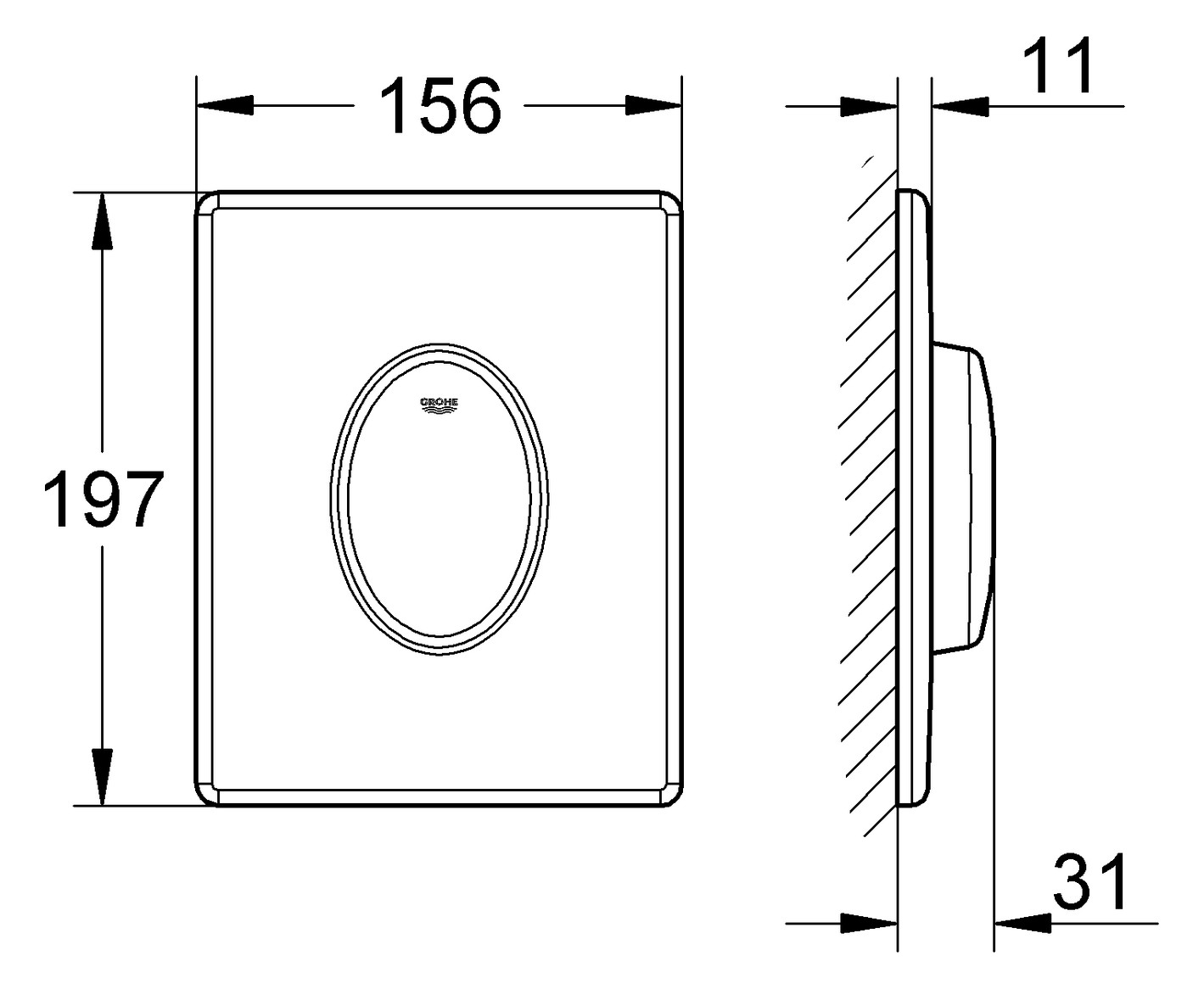 GROHE WC-Betätigung Skate Air 1-Menge senkrecht alpinweiß 38564SH0 - Bild 3