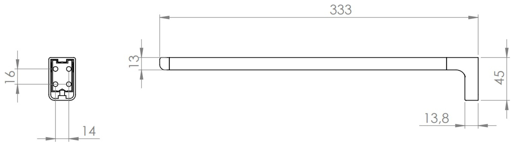 VIGOUR Handtuchhalter derby V3 350 mm 1-armig starr schwarzmatt