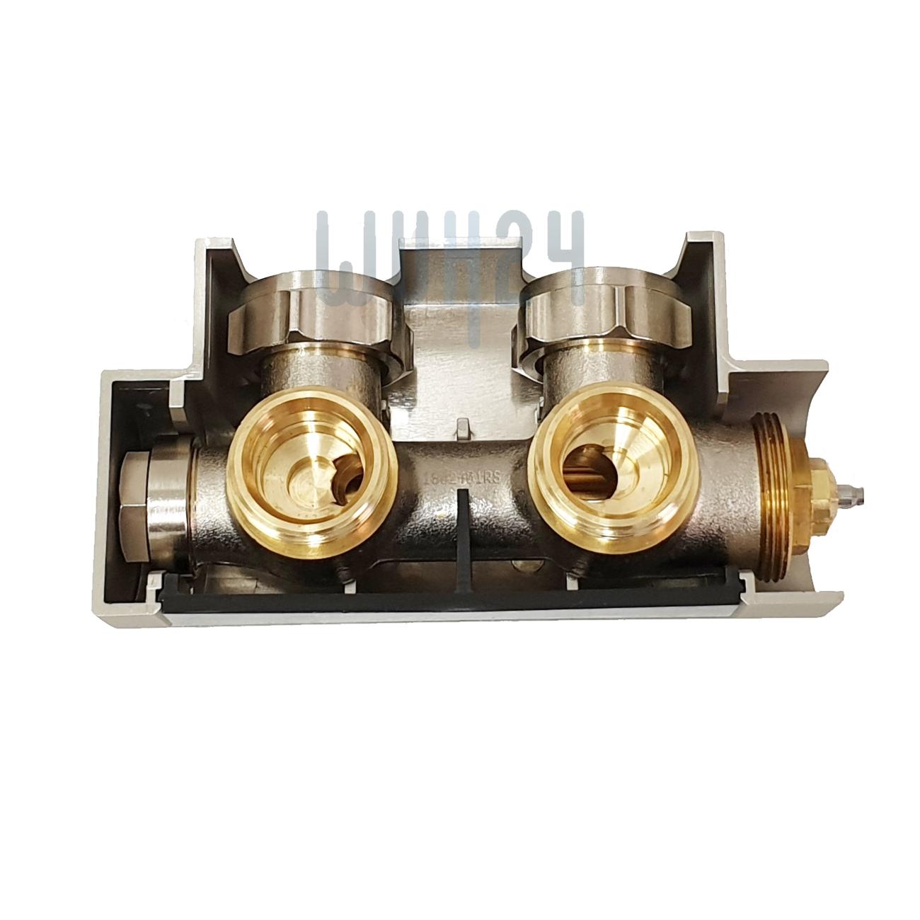 Kermi Ventil-Hahnblock-Set Edelstahl-Optik Eckform 1/2'' x 3/4'' inklusive Blende ZV00410003 - Bild 2