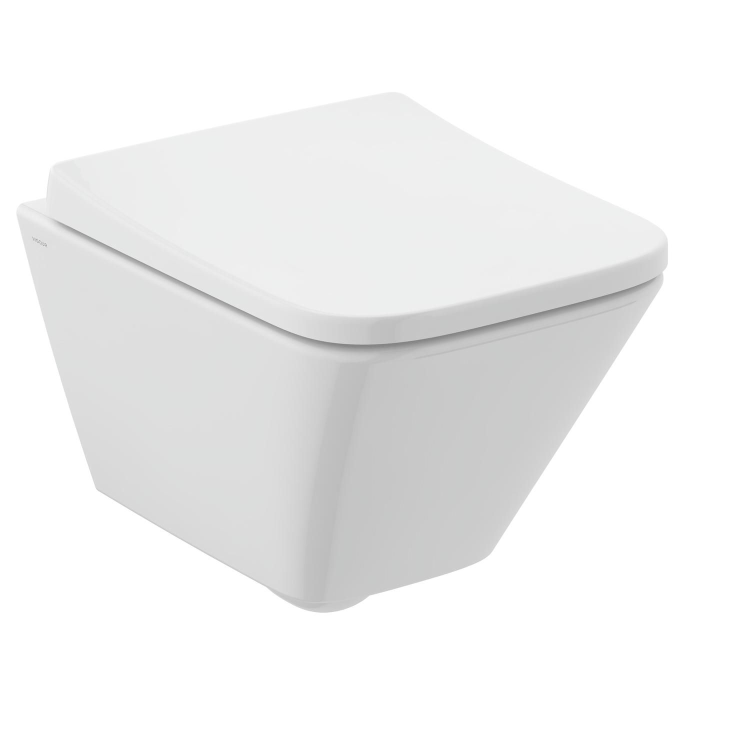 VIGOUR Wand-Tiefspül-WC derby V3 edge Kompakt 48cm PflegetectPlus weiss, spülrandlos Absenkautomatik