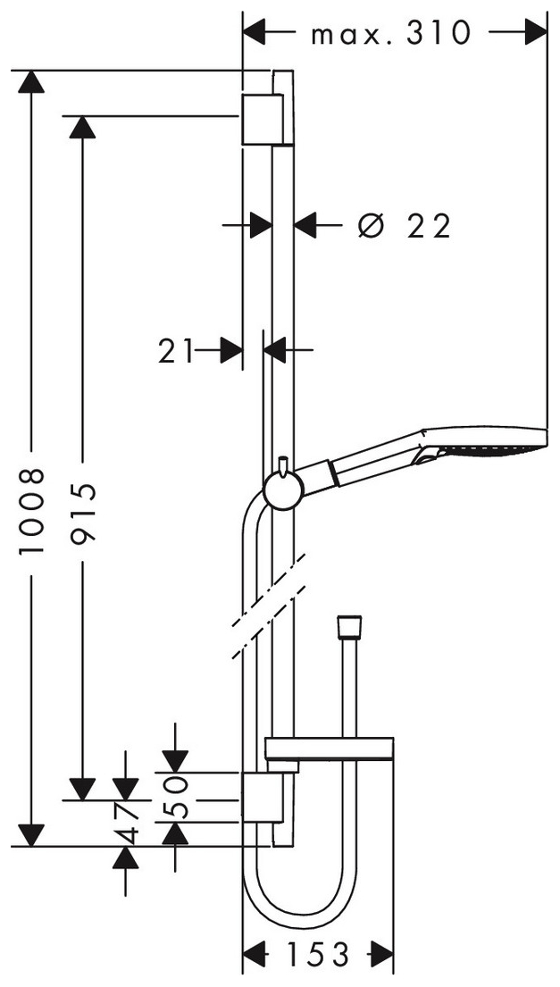 Hansgrohe Brausenset Raindance Select S 120 Unica'S Puro 900mm chrom 26631000 - Bild 2