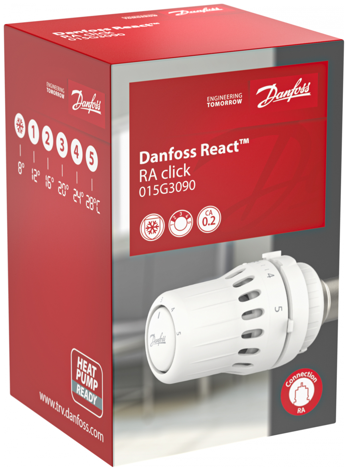 Danfoss Thermostatkopf React RA Click flüssigkeitgefüllt, Eingebauter Fühler, Frostschutz 015G3090 - Bild 5