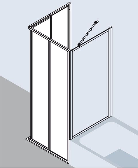 Kermi Nova 2000 Eckeinstieg-Halbteil ED2 900x1850 mm, Kerolan Fontana hell, Profil silber mattglanz - Bild 3