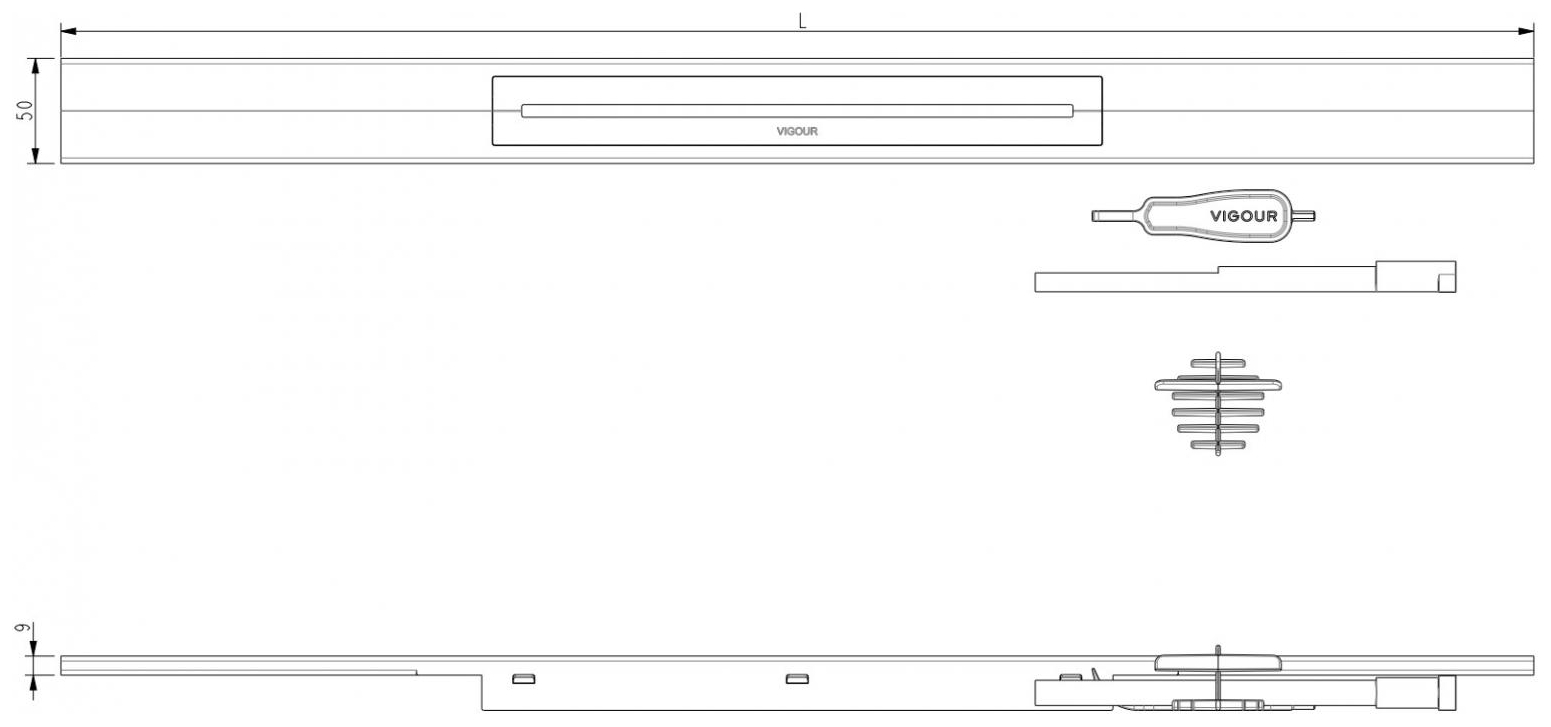 VIGOUR Duschrinne Designset individual 4.0 poliert 1200 mm, für Rohbauset V4GK