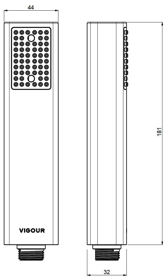 VIGOUR Stabhandbrause white 1-strahlig verchromt - Bild 2