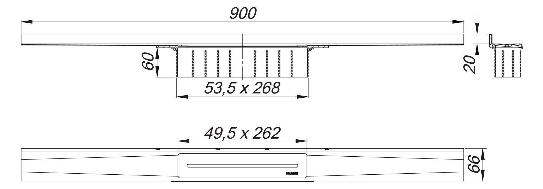 DALLMER Duschrinne CeraWall Pure 900 mm Ablaufschiene aus Edelstahl 538475 - Bild 2