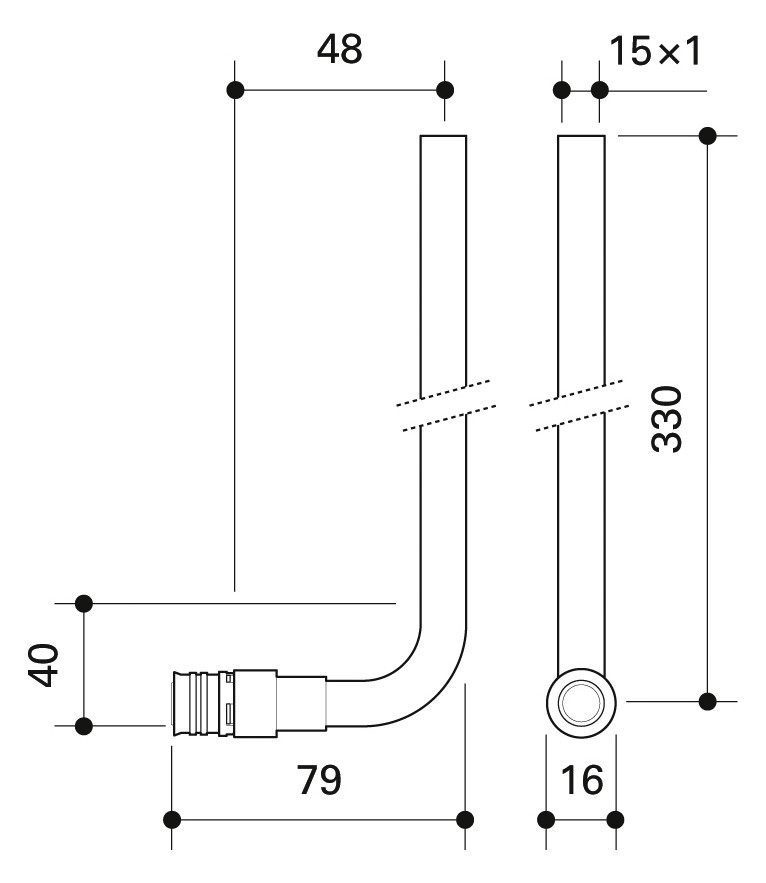 Fränkische HK-Anschlussbogen alpex F50 PROFI 16-15 SST - 330 mm Edelstahl 86916732 - Bild 2