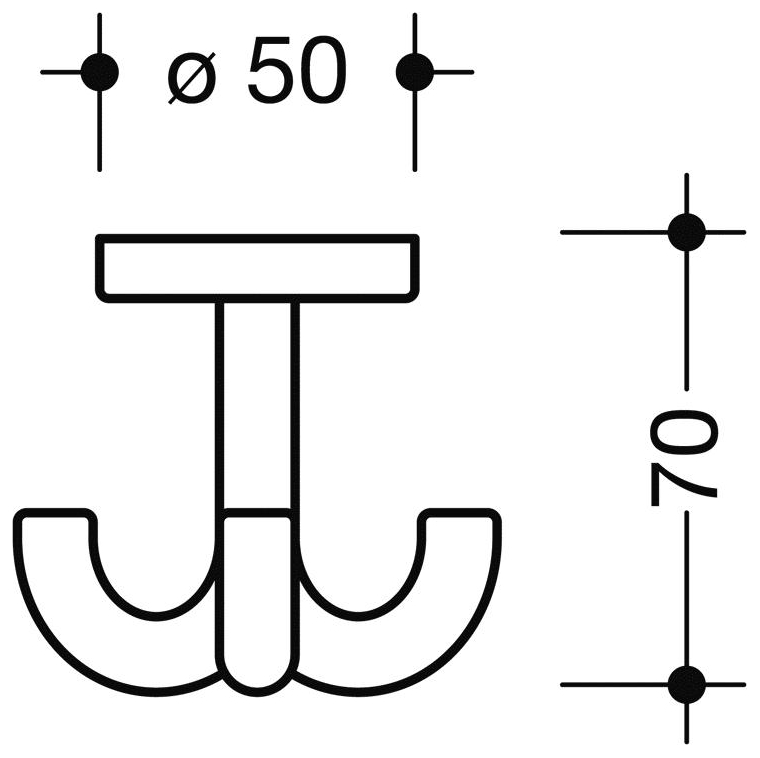 HEWI Serie 477 Dreifachhaken d 50 mm drehbar reinweiß 477.90.050.99 - Bild 2