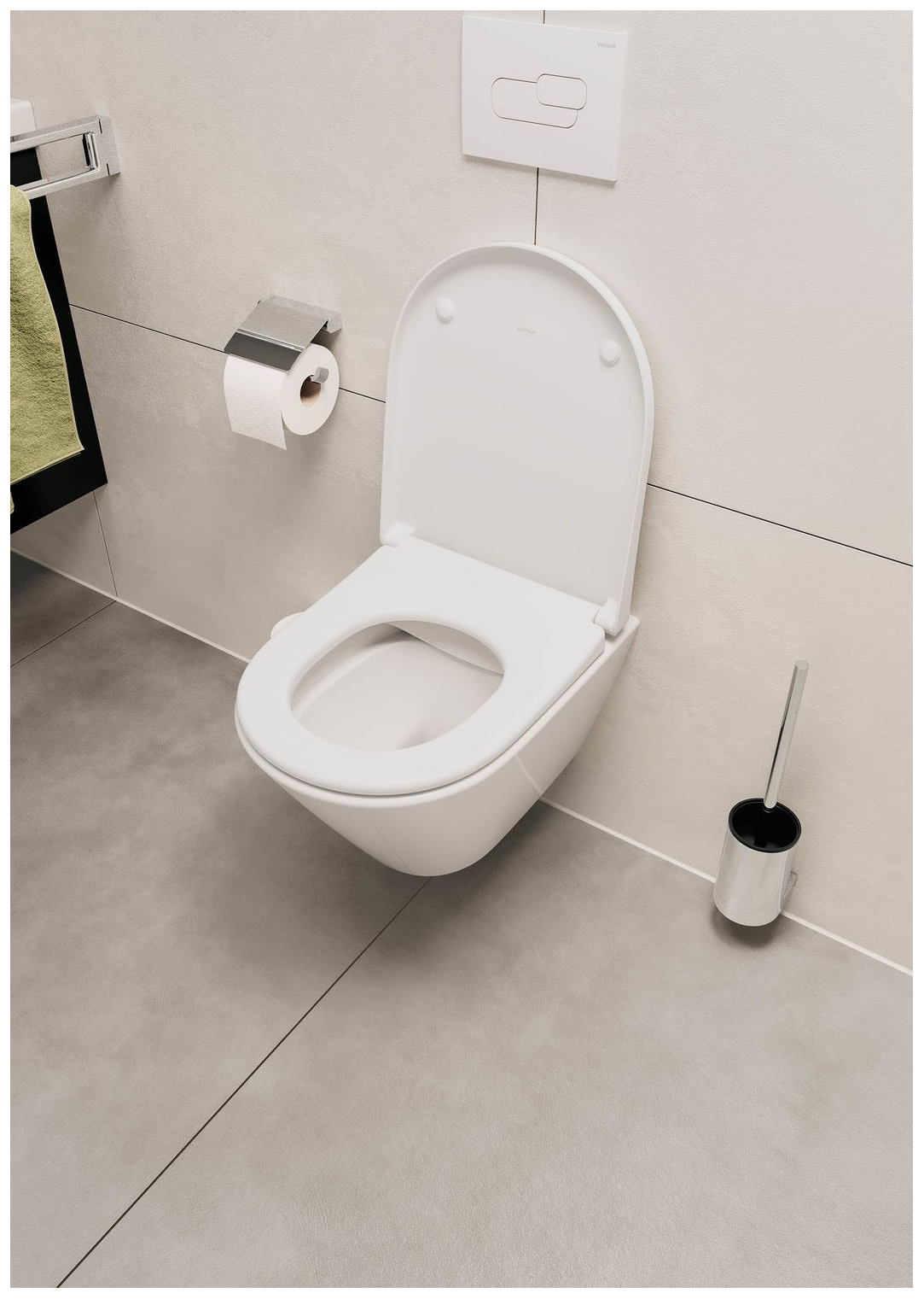 VIGOUR Wand-Tiefspül-WC derby V3 Kompakt 48cm PflegetectPlus weiss, spülrandlos, Absenkautomatik