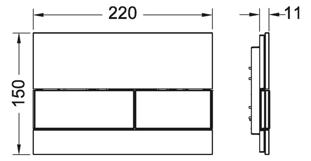 TECEsquare WC-Betätigungsplatte Glas schwarz glänzend, Tasten gebürstet 9240806 - Bild 2
