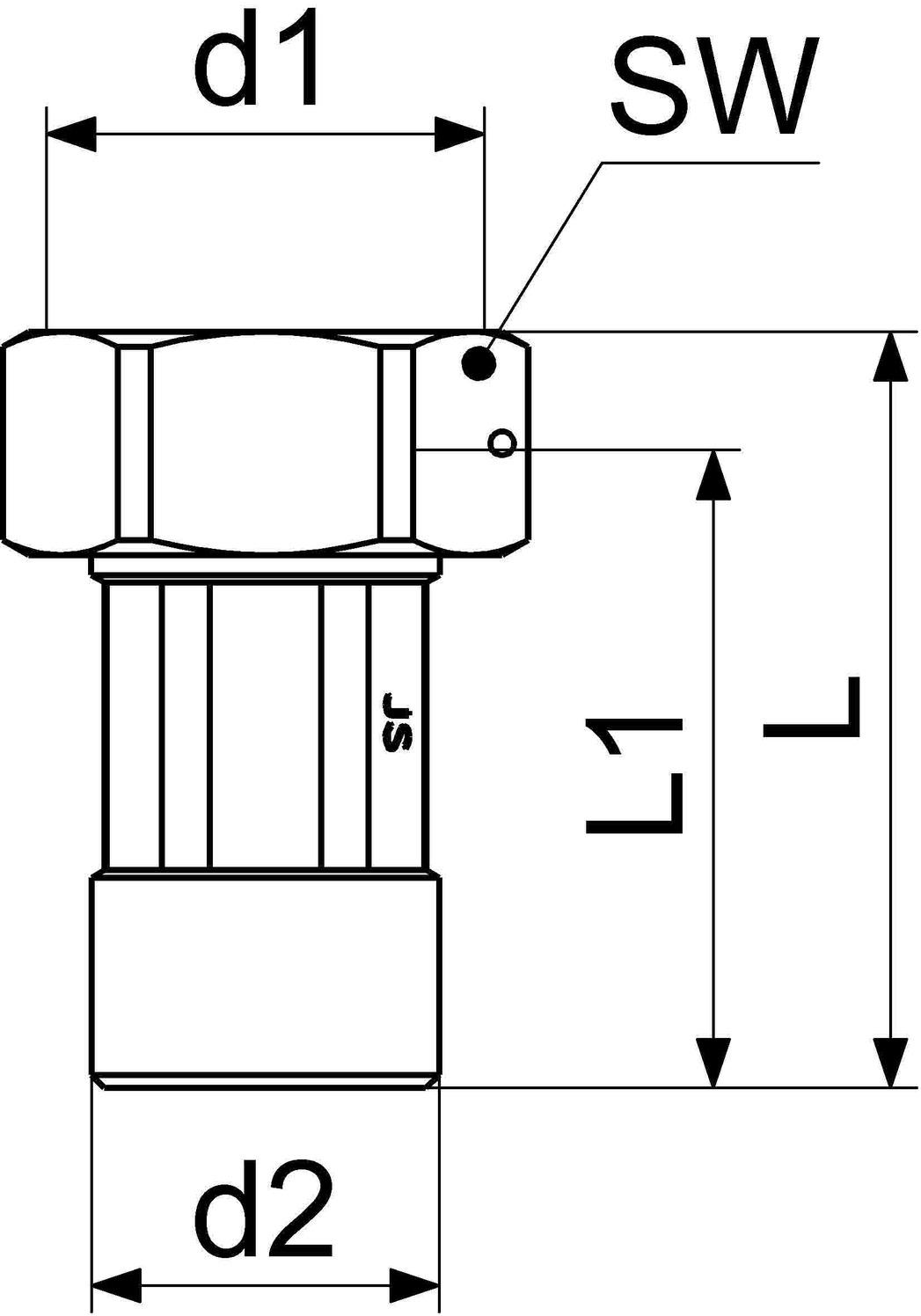 Wasserzähler-Verschraubung 1 1/2'' AG x 2'' IG aus Messing, mit Dichtung - Bild 2