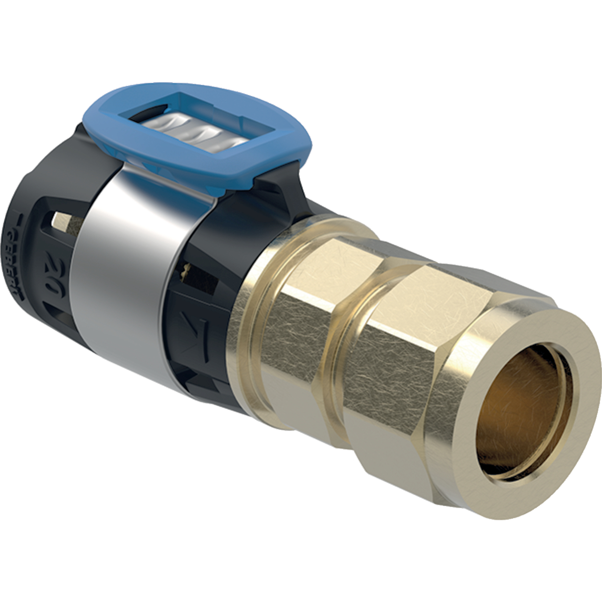 Geberit FlowFit Übergang mit Klemmringverschraubung 20x15mm Siliziumbronze 620.681.00.1 - Bild 1