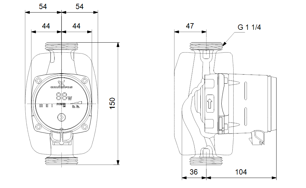 GRUNDFOS Hocheffizienz Umwälzpumpe ALPHA1 20-40 N Edelstahl 150mm, G 1 1/4, 99452324 - Bild 2