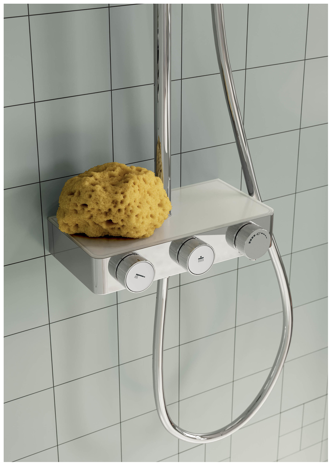 VIGOUR Duschsystem V3 Thermostat Kopfbrause 260mm edge Handbrause 3-fach und Schlauch verchromt