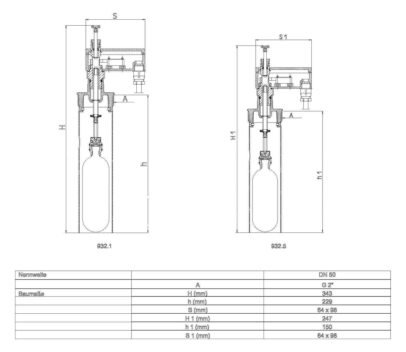 SYR Wasserstandbegrenzer G 2'' Typ 932.2 ohne Verriegelung mit Anschlußkabel 2,5 m 0932.50.001 - Bild 2