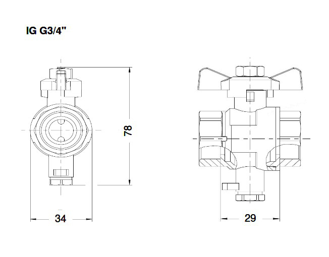 Sensus Kugelhahn G 3/4'' IG komplett PN 16, für Wärme- und Kältezähler Qp 0,6 bis 2,5 - Bild 2