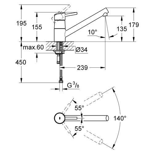 Grohe Einhand Spültischbatterie Concetto flacher Auslauf 32659001 - Bild 3