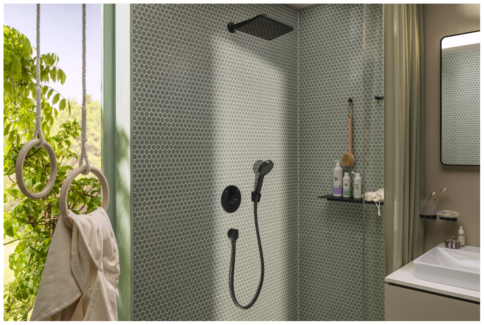 Hansgrohe Brausehalterset Activera Select S 95 2jet EcoSmart Schlauch 1250mm matt schwarz