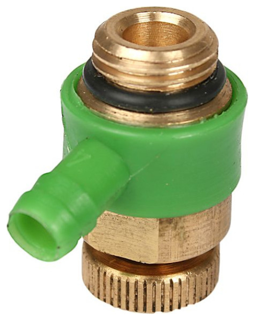 JS Entleerungsventil mit O-Ring DN8 (1/4'') aus Messing, mit Auslaufring grün