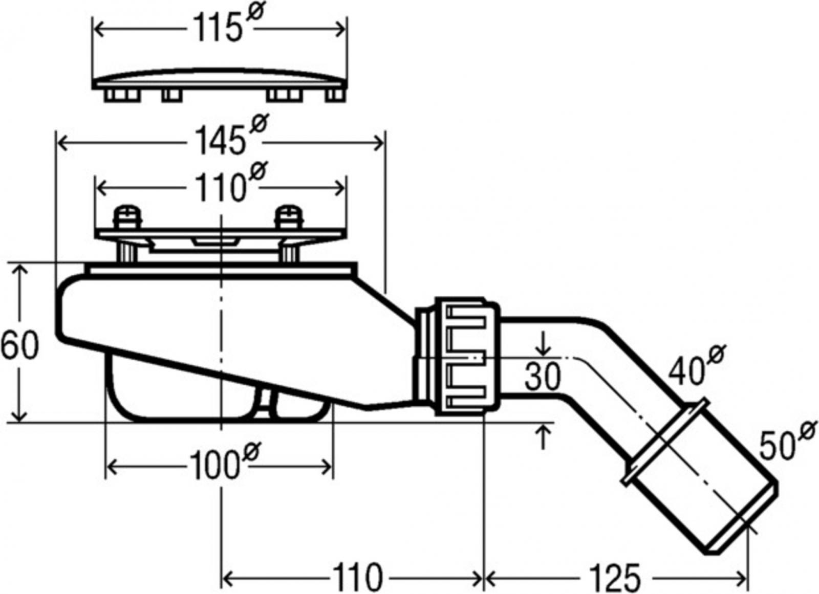 Viega Ablaufgarnitur 6963 Tempoplex 90 mm 45° Höhe 6cm verchromt 634100 - Bild 2