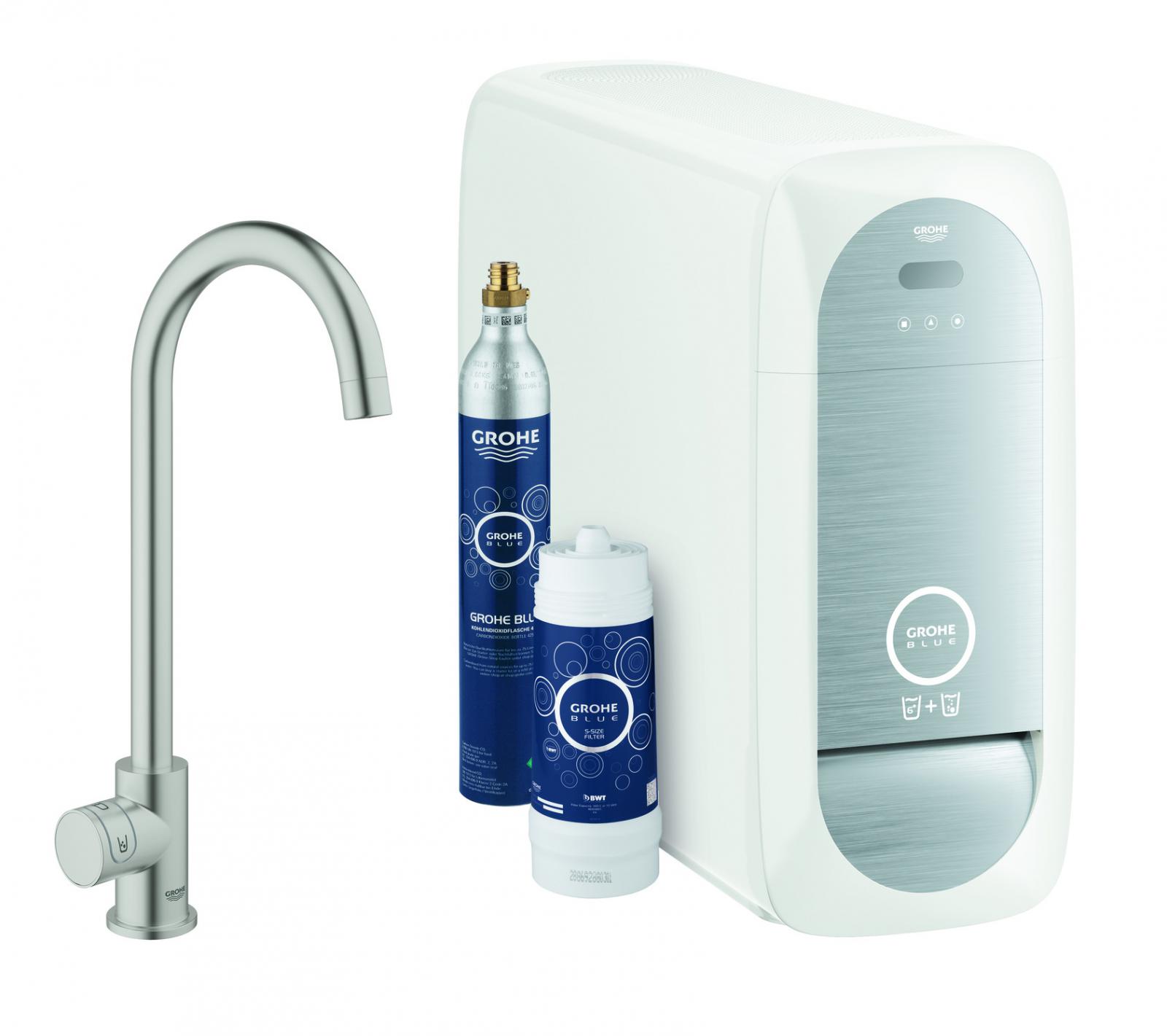 GROHE Blue Home Mono Starter-Kit Küchenarmatur Bluetooth/WIFI C-Auslauf supersteel 31498DC1 - Bild 1