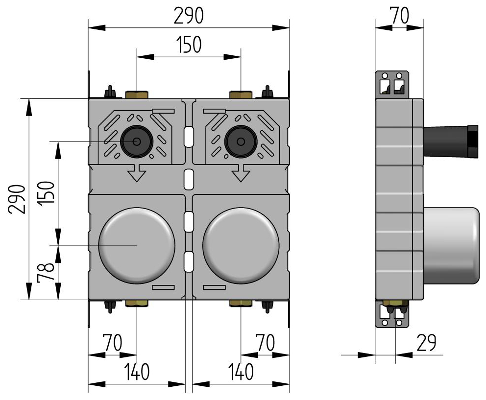 Wittigsthal Wasserzählermodul UP-fix Clever easy 20/2-C DUO für 2 Wasserzähler G2''-Koax Istameter - Bild 2