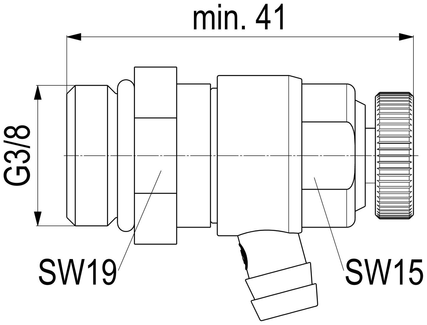 JS Entleerungsventil mit O-Ring DN10 (3/8'') aus Messing, mit Auslaufring grün