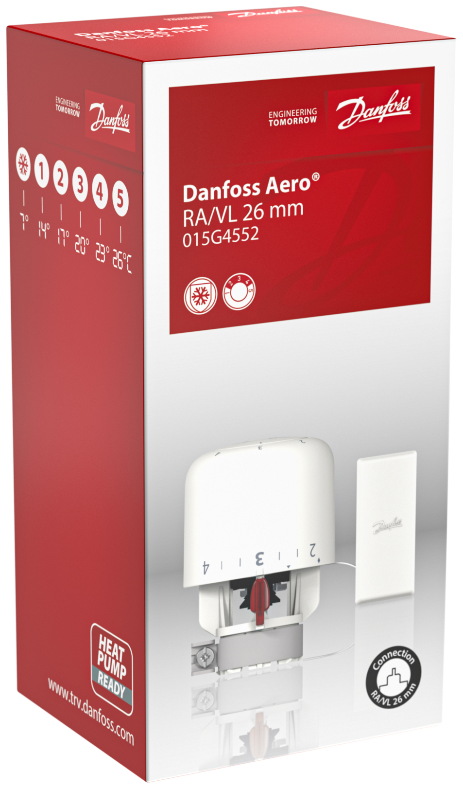 Danfoss Thermostatkopf Aero RA/VL, Gas, Fühler, 7-28°C, mit Fernfühler 0-2m, Frostschutzfunktion