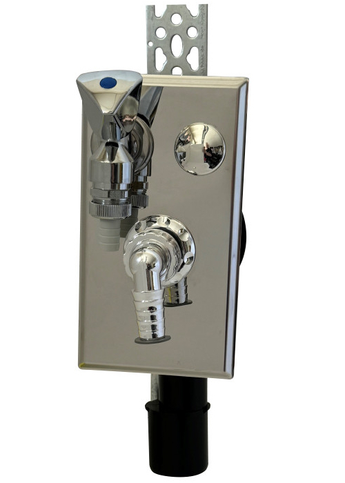 Unterputz-Waschgeräte-Siphon DN40/50 mit Geräteventil für senkrechte Montage  - Bild 1