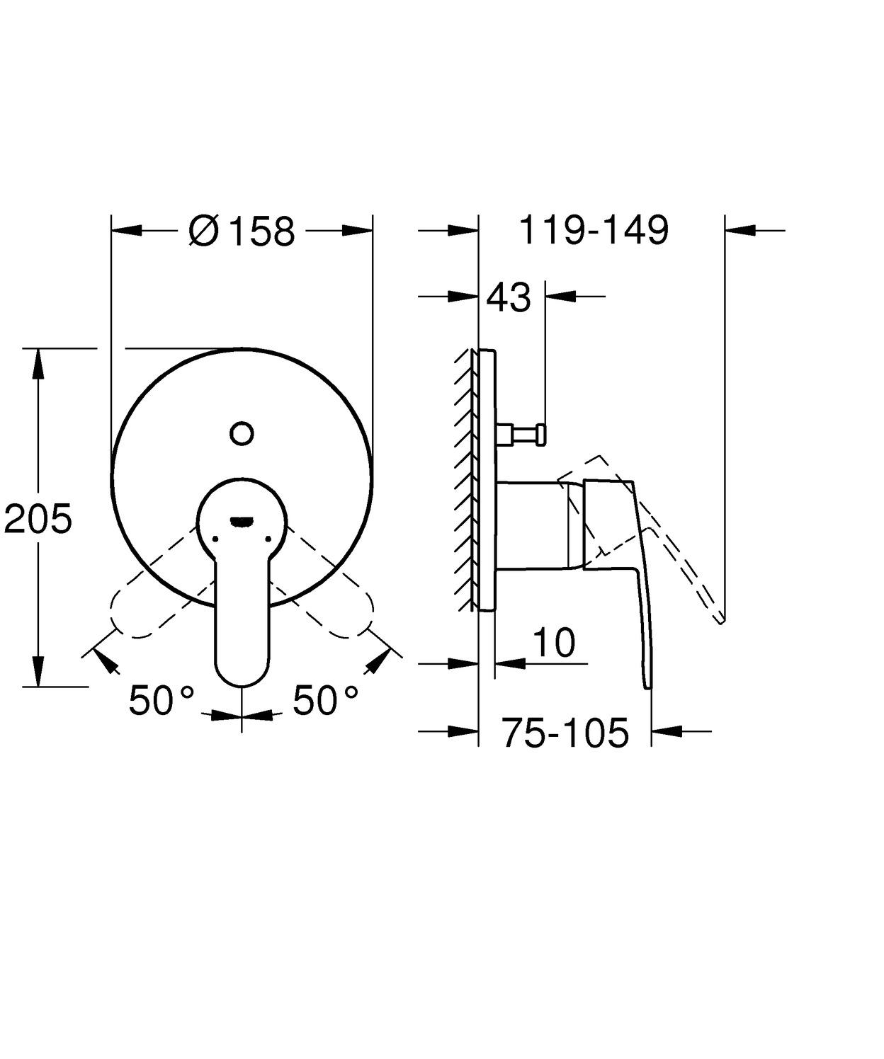 Grohe Wannenbatterie Eurostyle C Fertigmontageset verchromt 24052002 für Rapido SmartBox - Bild 2