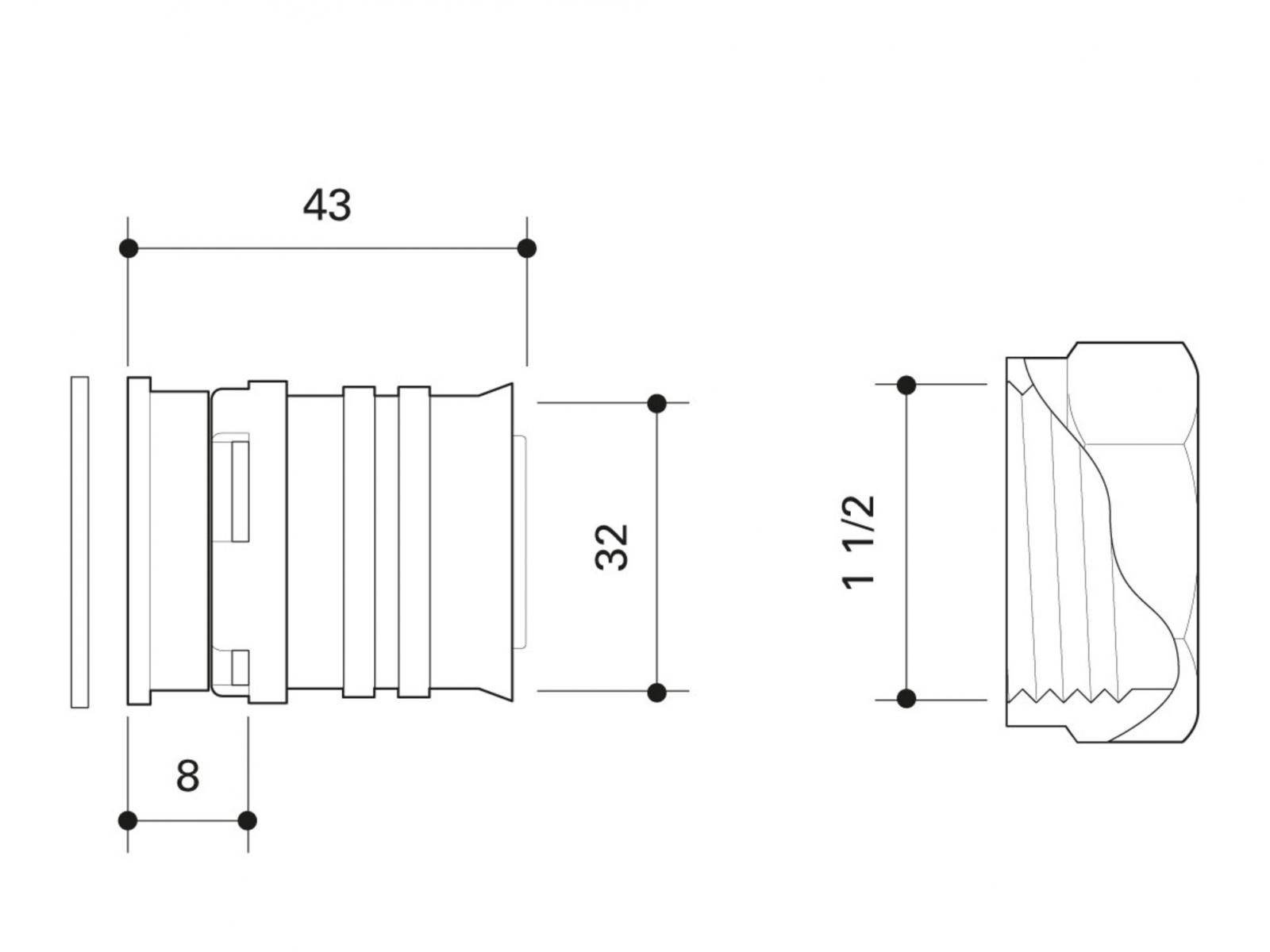 Übergang Alpex F50 Profi 32mm x1 1/2 IG flachdichtend'' ALPU3240F - Bild 2