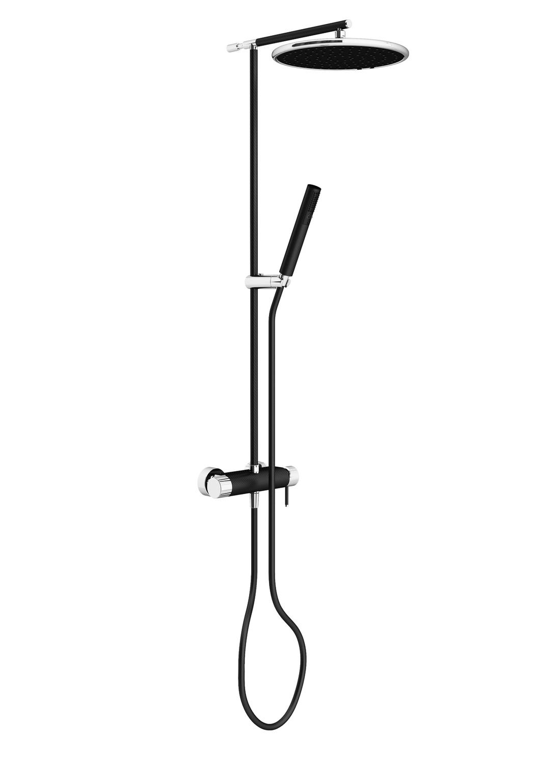 Nikles Duschsystem 18 mit Brausebatterie, Kopfbrause 300mm, Handbrause Stilo Duo, verchromt/carbon - Bild 1